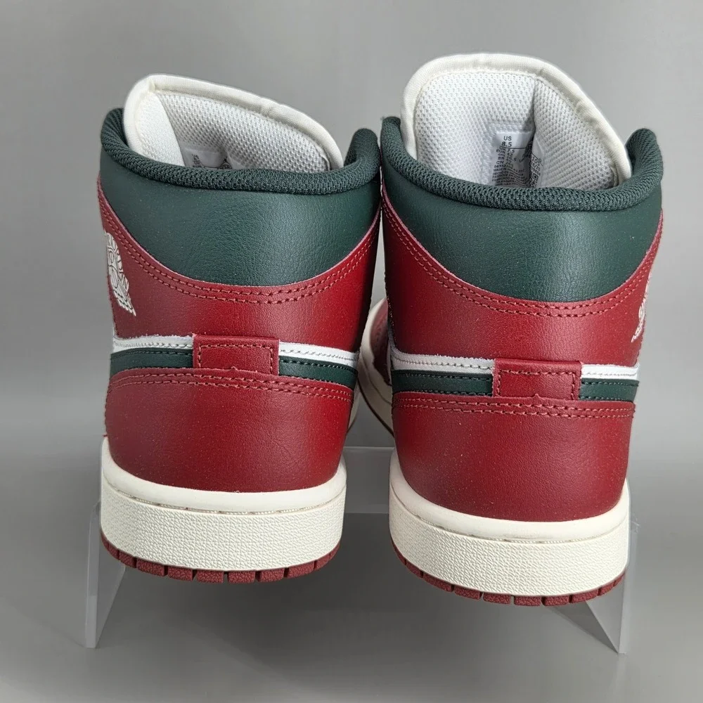 Jordan Air Jordan 1 Mid Mens 8.5 Sail Midnight Green Red DQ8426 105 Basketball
